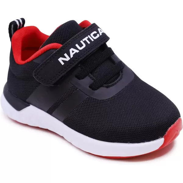 imageNautica Kids Fashion Sneaker Athletic Running Shoe with One Strap Boys  GirlsToddlerLittle KidBlack Mesh Red