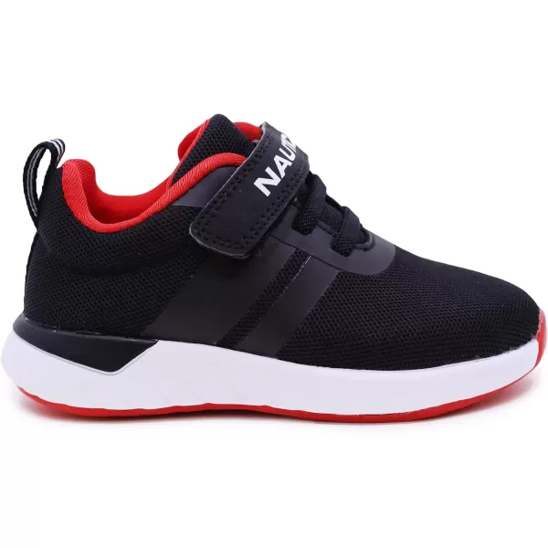 imageNautica Kids Fashion Sneaker Athletic Running Shoe with One Strap Boys  GirlsToddlerLittle KidBlack Mesh Red