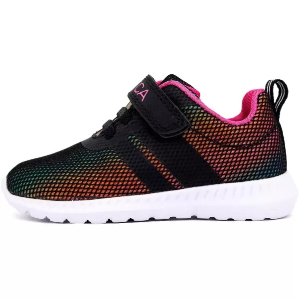 imageNautica Kids Fashion Sneaker Athletic Running Shoe with One Strap Boys  GirlsToddlerLittle KidBlack Rainbowtowheee