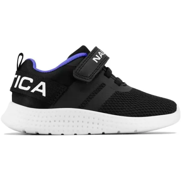 imageNautica Kids Fashion Sneaker Athletic Running Shoe with One Strap Boys  GirlsToddlerLittle KidBlack Square Neo