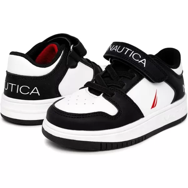 imageNautica Kids Fashion Sneaker Athletic Running Shoe with One Strap Boys  GirlsToddlerLittle KidBlack White