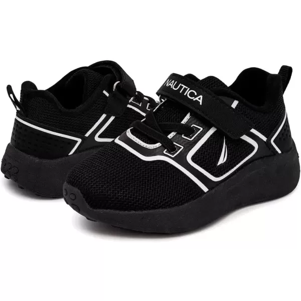 imageNautica Kids Fashion Sneaker Athletic Running Shoe with One Strap Boys  GirlsToddlerLittle KidBlack Whitekarson