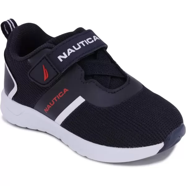 imageNautica Kids Fashion Sneaker Athletic Running Shoe with One Strap Boys  GirlsToddlerLittle KidLarnaca Navy Red