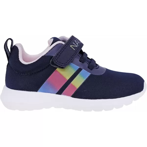 imageNautica Kids Fashion Sneaker Athletic Running Shoe with One Strap Boys  GirlsToddlerLittle KidNavy Neo Rainbow