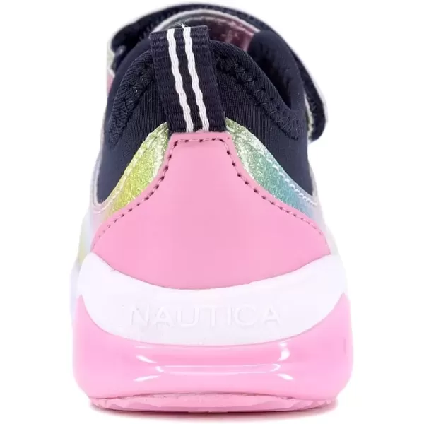 imageNautica Kids Fashion Sneaker Athletic Running Shoe with One Strap Boys  GirlsToddlerLittle KidNavy Rainbow Glitter