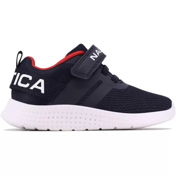 imageNautica Kids Fashion Sneaker Athletic Running Shoe with One Strap Boys  GirlsToddlerLittle KidNavy Square Neo