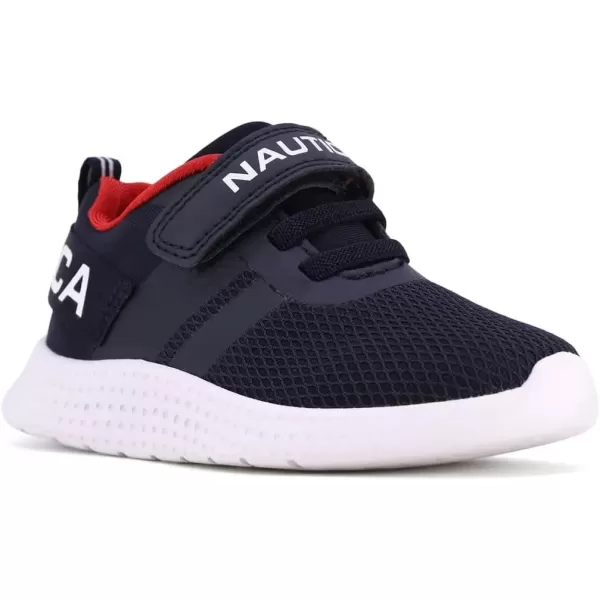 imageNautica Kids Fashion Sneaker Athletic Running Shoe with One Strap Boys  GirlsToddlerLittle KidNavy Square Neo