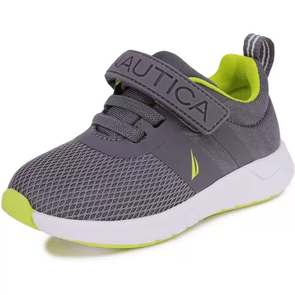 imageNautica Kids Fashion Sneaker Athletic Running Shoe with One Strap Boys  GirlsToddlerLittle KidStorm Grey Lime