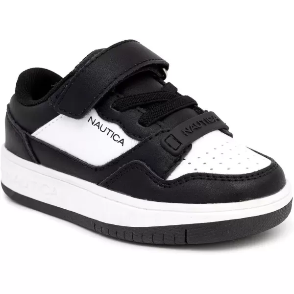 imageNautica Kids Fashion Sneaker Athletic Running Shoe with One Strap Boys  GirlsToddlerLittle KidWhite Blackseaspray