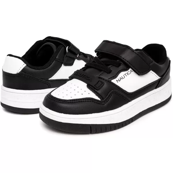 imageNautica Kids Fashion Sneaker Athletic Running Shoe with One Strap Boys  GirlsToddlerLittle KidWhite Blackseaspray