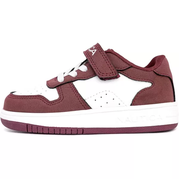 imageNautica Kids Fashion Sneaker Athletic Running Shoe with One Strap Boys  GirlsToddlerLittle KidWhite Burgundy