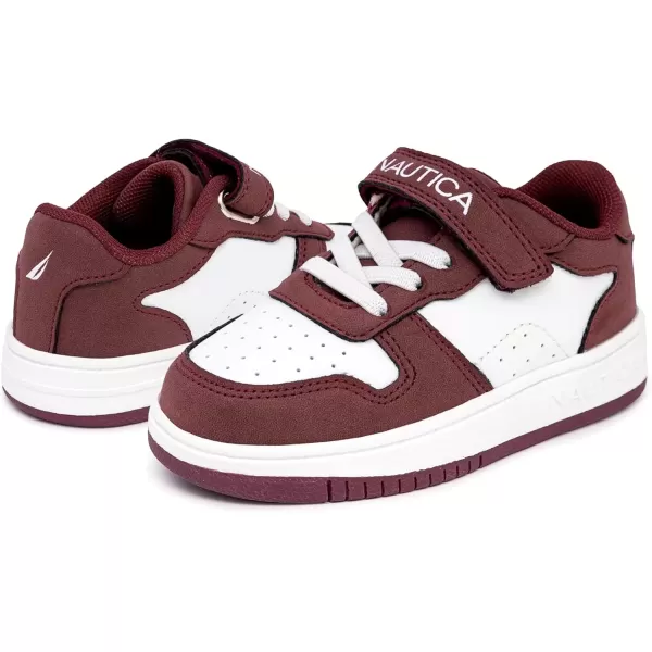 imageNautica Kids Fashion Sneaker Athletic Running Shoe with One Strap Boys  GirlsToddlerLittle KidWhite Burgundy