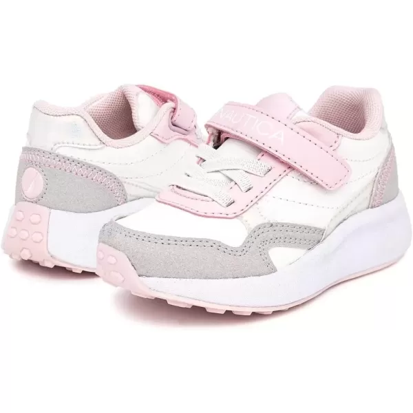 imageNautica Kids Fashion Sneaker Athletic Running Shoe with One Strap Boys  GirlsToddlerLittle KidWhite Grey Pinkkian