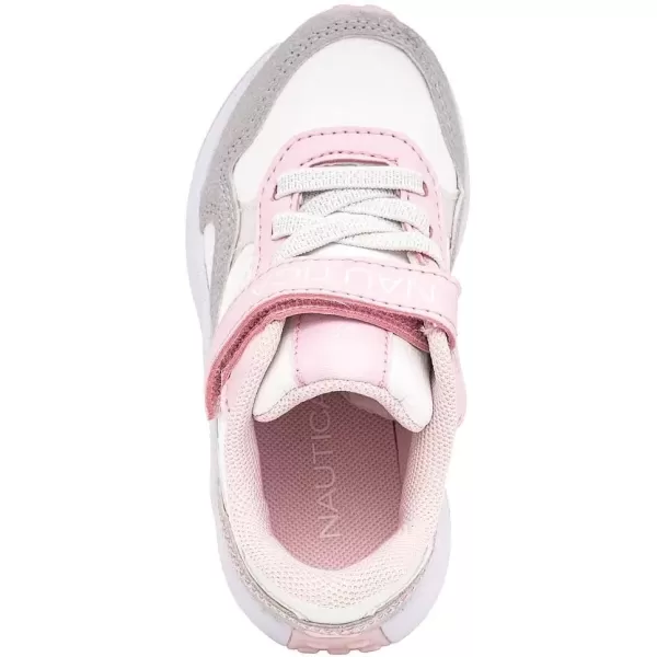 imageNautica Kids Fashion Sneaker Athletic Running Shoe with One Strap Boys  GirlsToddlerLittle KidWhite Grey Pinkkian