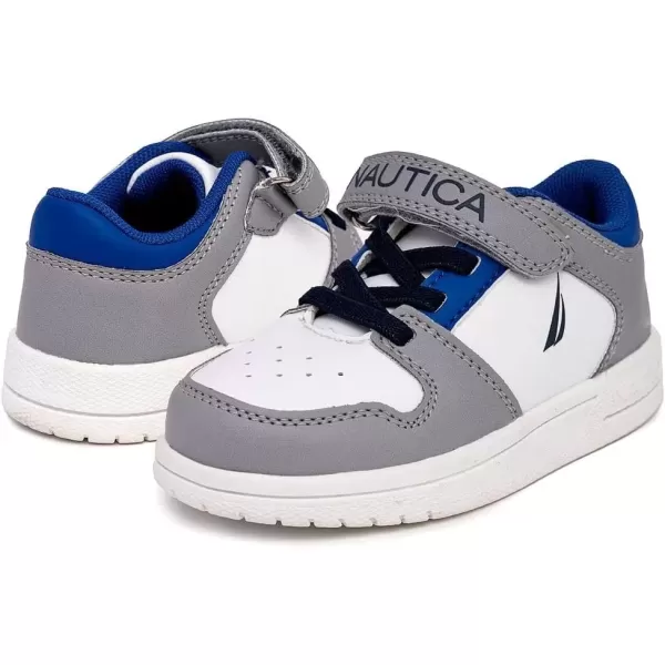 imageNautica Kids Fashion Sneaker Athletic Running Shoe with One Strap Boys  GirlsToddlerLittle KidWhite Greycaraoni