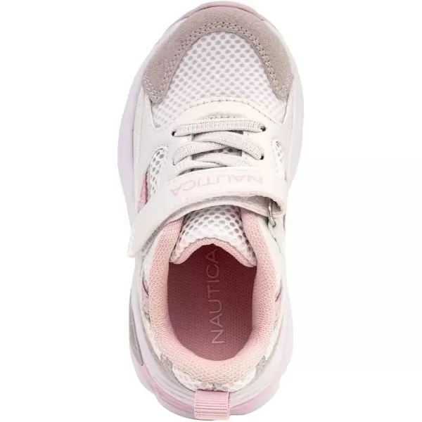 imageNautica Kids Fashion Sneaker Athletic Running Shoe with One Strap Boys  GirlsToddlerLittle KidWhite Pink Grey