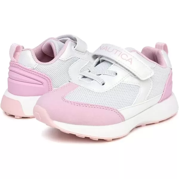 imageNautica Kids Fashion Sneaker Athletic Running Shoe with One Strap Boys  GirlsToddlerLittle KidWhite Pinkkinrossi