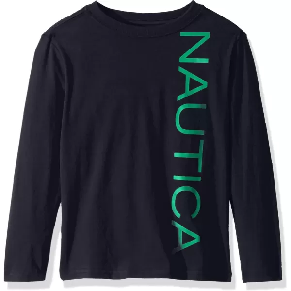 imageNautica Boys Long Sleeve Graphic Crew Neck TShirt Soft Comfortable Relaxed FitTanner Sport Navy Ca30