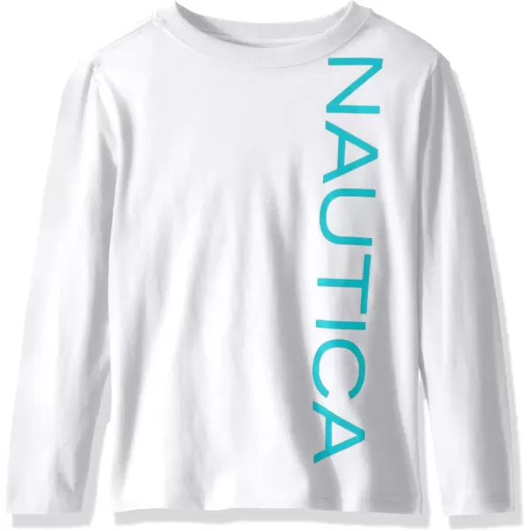 imageNautica Boys Long Sleeve Graphic Crew Neck TShirt Soft Comfortable Relaxed FitTanner White Ca30
