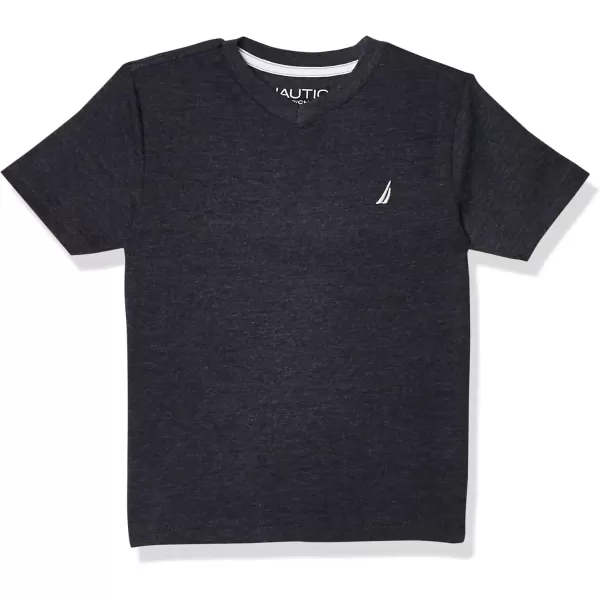 imageNautica Boys Short Sleeve Solid VNeck TShirt Soft Comfortable Relaxed FitSport Navy Heather