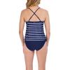 imageNautica Womens Standard Crossback High Neck Tankini Swimsuit Top with Double StrapsDeep Sea Stripe