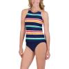 imageNautica Womens Standard Crossback High Neck Tankini Swimsuit Top with Double StrapsPrep Stripe Multi