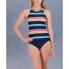 imageNautica Womens Standard Crossback High Neck Tankini Swimsuit Top with Double StrapsPrep Stripe Multi