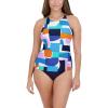 imageNautica Womens Standard Crossback High Neck Tankini Swimsuit Top with Double StrapsCool Blue