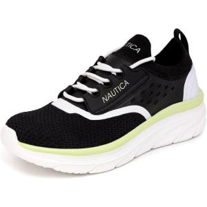 imageNautica Womens Fashion Sneaker LaceUp Running Shoe Casual Max Cushioning Walking Tennis SneakerBlackseracen