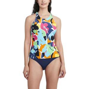 imageNautica Womens Standard Crossback High Neck Tankini Swimsuit Top with Double StrapsLimeMulti