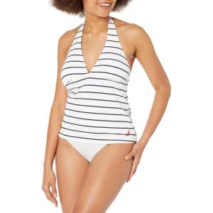 imageNautica Womens Standard Crossback High Neck Tankini Swimsuit Top with Double StrapsWhite