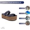 imageNautica Womens Platform Wedge Sandals Fashion Double Band Lightweight Cushioned Casual Slides  Lightweight ampamp ComfortableNavy