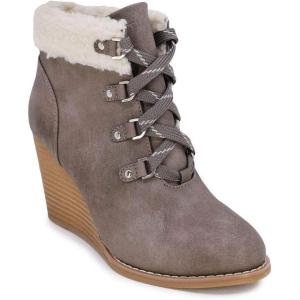 imageNautica Womens Wedge Boot Casual Fashion High Heel Ankle Booties LaceUpSlipOnTaupe Galva