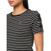 imageNautica Womens TShirt Cotton Crewneck with Laceup Sleeve DetailBlackWhite Swan