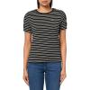 imageNautica Womens TShirt Cotton Crewneck with Laceup Sleeve DetailBlackWhite Swan