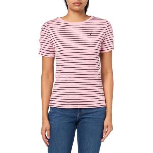 imageNautica Womens TShirt Cotton Crewneck with Laceup Sleeve DetailTaffy PinkBlack
