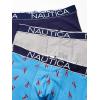 imageNautica Mens 3 Pack Cotton Stretch Boxer BriefAlloyPeacoatLobster Printaero Blue