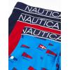 imageNautica Mens 3 Pack Cotton Stretch Boxer BriefPeacoatNautica RedFlag Printelectric Blue