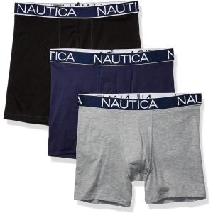 imageNautica Mens 3 Pack Cotton Stretch Boxer BriefBlackPeacoatHeather Grey