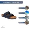 imageNautica Mens Sandals  Casual Slides with 2 Adjustable Buckle Straps and Cork Footbed for Ultimate Comfort and Style RegularWide Width Big SizeNavy Monotriun