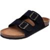 imageNautica Mens Sandals  Casual Slides with 2 Adjustable Buckle Straps and Cork Footbed for Ultimate Comfort and Style RegularWide Width Big SizeBlack X Tumbled