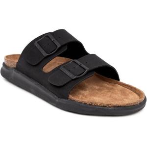 imageNautica Mens Sandals  Casual Slides with 2 Adjustable Buckle Straps and Cork Footbed for Ultimate Comfort and Style RegularWide Width Big SizeBlack Monotriun