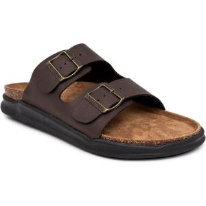 imageNautica Mens Sandals  Casual Slides with 2 Adjustable Buckle Straps and Cork Footbed for Ultimate Comfort and Style RegularWide Width Big SizeBrown Black