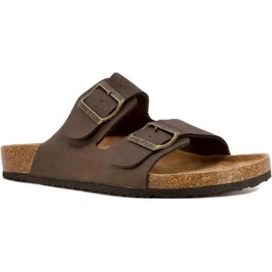 imageNautica Mens Sandals  Casual Slides with 2 Adjustable Buckle Straps and Cork Footbed for Ultimate Comfort and Style RegularWide Width Big SizeBrown Tumbledtriun