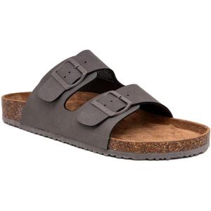 imageNautica Mens Sandals  Casual Slides with 2 Adjustable Buckle Straps and Cork Footbed for Ultimate Comfort and Style RegularWide Width Big SizeGrey Monotriun