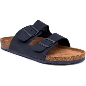imageNautica Mens Sandals  Casual Slides with 2 Adjustable Buckle Straps and Cork Footbed for Ultimate Comfort and Style RegularWide Width Big SizeNavy Monotriun
