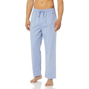 imageNautica Mens Soft Woven 100 Cotton Elastic Waistband Sleep Pajama PantBlue Bone