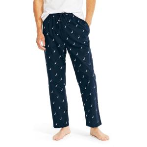 imageNautica Mens Soft Woven 100 Cotton Elastic Waistband Sleep Pajama PantMaritime Navy