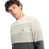 imageNautica Mens Sustainably Crafted Crewneck SweatshirtStriped BlackGrey