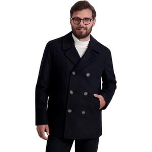 imageNautica Mens Peacoat Wool Blend Double Breasted Winter CoatBlack